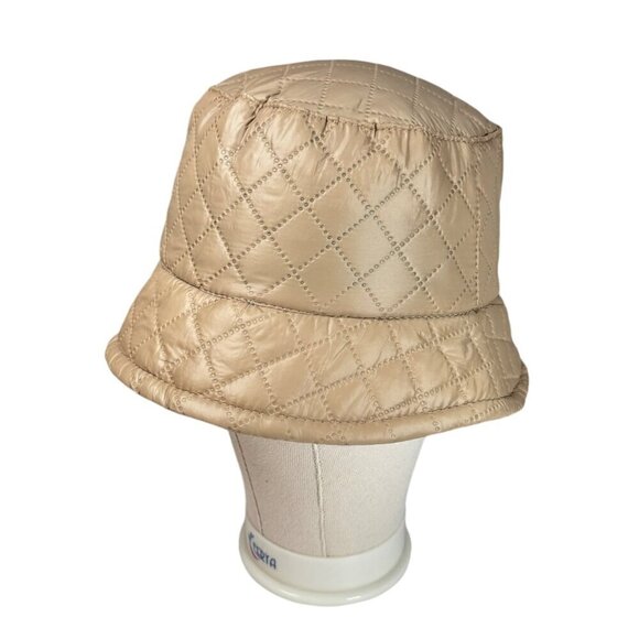 NEW Bucket Hat Beige Tan Quilted Classic Fall Winter One Size 90s Y2K - Picture 1 of 7